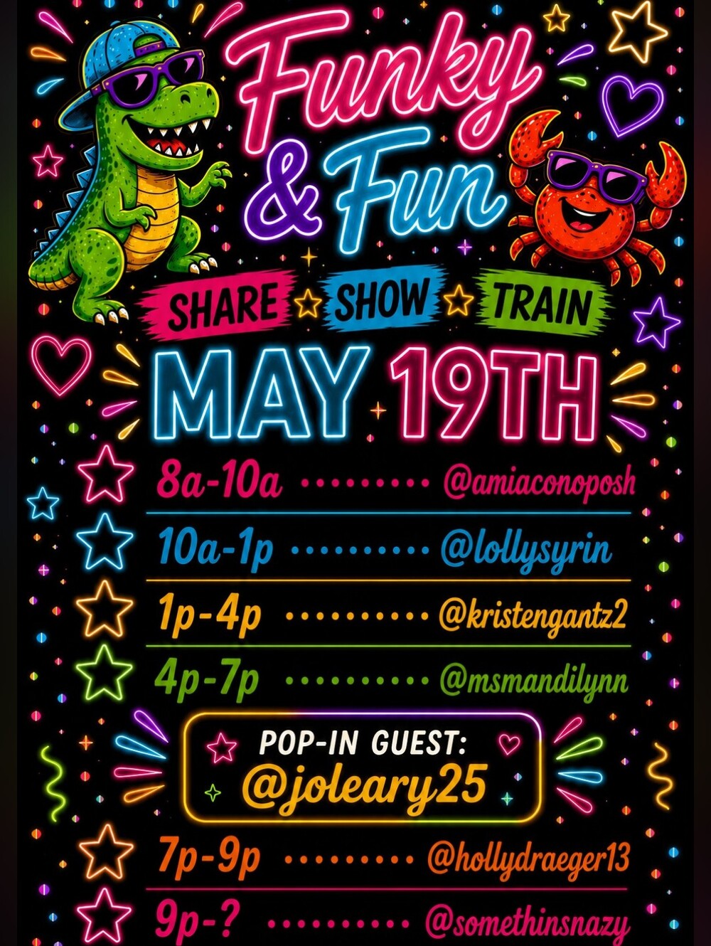 Funky & Fun Share Show Train 8am- 11:30pm Or Later!